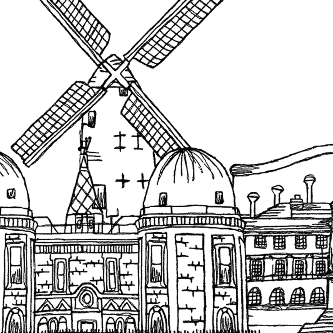 Wirral Skyline Housewarming Card, Personalised, Wirral landmarks, Black White, Red Hearts