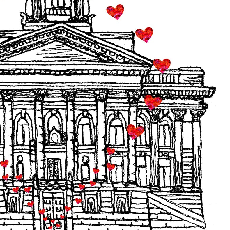 Personalised Birkenhead Town Hall Wedding Venue Card, Wirral, Anniversary Card