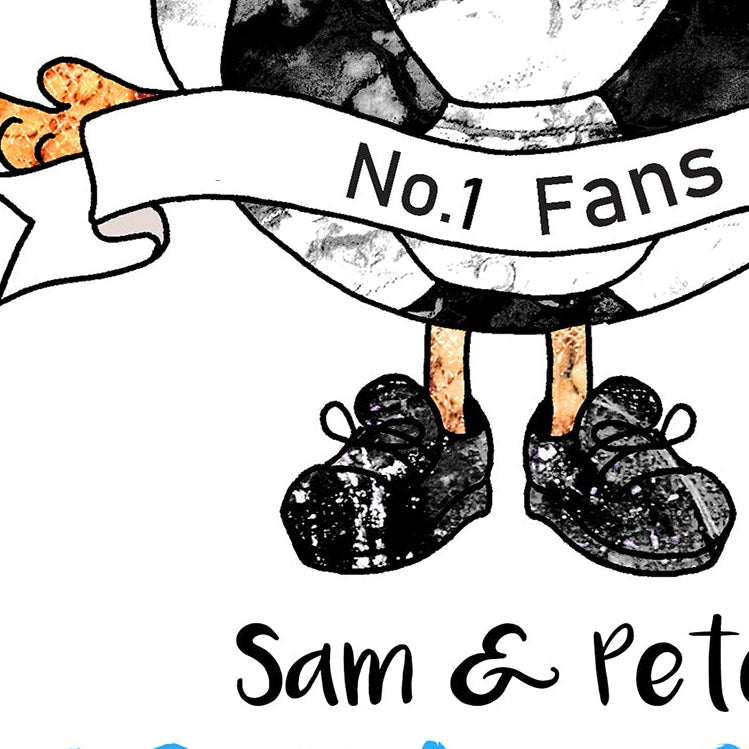Black and White Football Team Birthday Card, No.1 Coach, No.1 Fan, Personalised A5 Card