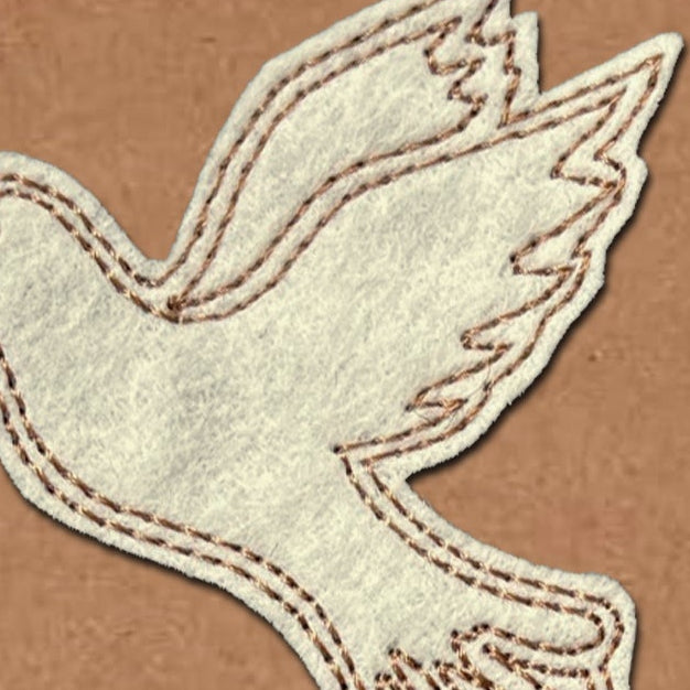 Personalised Sympathy Card, Embroidered Dove, Minimalist Design, Kraft Eco Friendly Gift Card