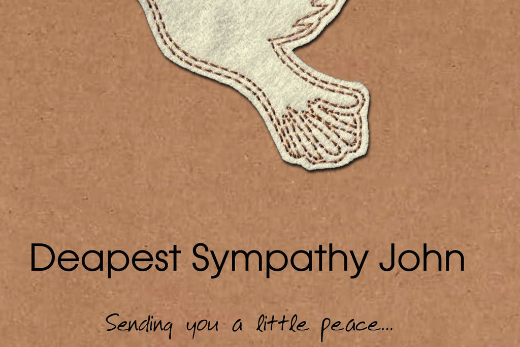 Personalised Sympathy Card, Embroidered Dove, Minimalist Design, Kraft Eco Friendly Gift Card
