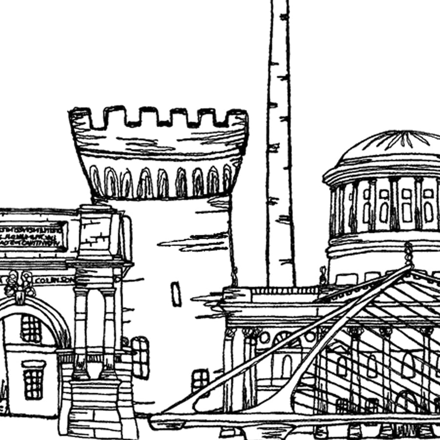 Dublin Skyline, Black and White A6 Card