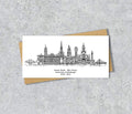 Edinburgh Skyline Graduation or Housewarming Card, Personalised, Edinburgh landmarks, Black White, Red Hearts