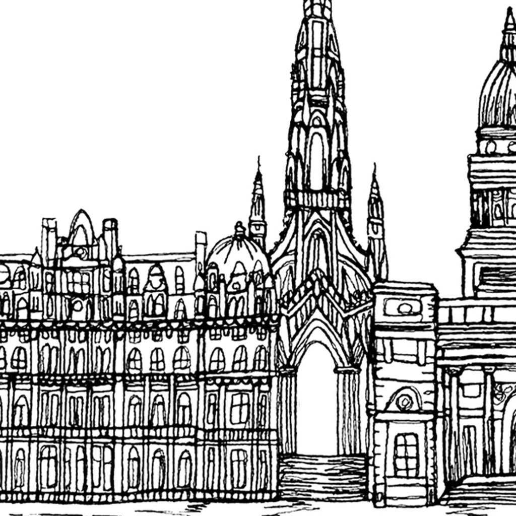 Edinburgh Skyline, Black and White A6 Card