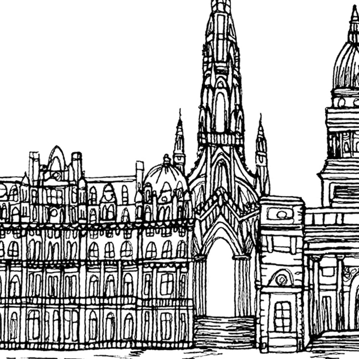 Edinburgh Skyline, Black and White A6 Card