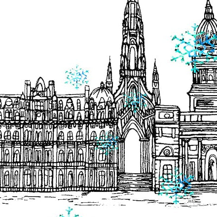Edinburgh Skyline Christmas Card, A5 Personalised Xmas Family Card