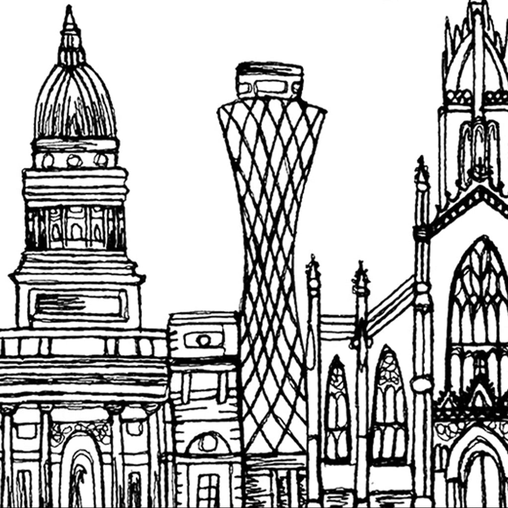 Edinburgh Skyline, Black and White A6 Card