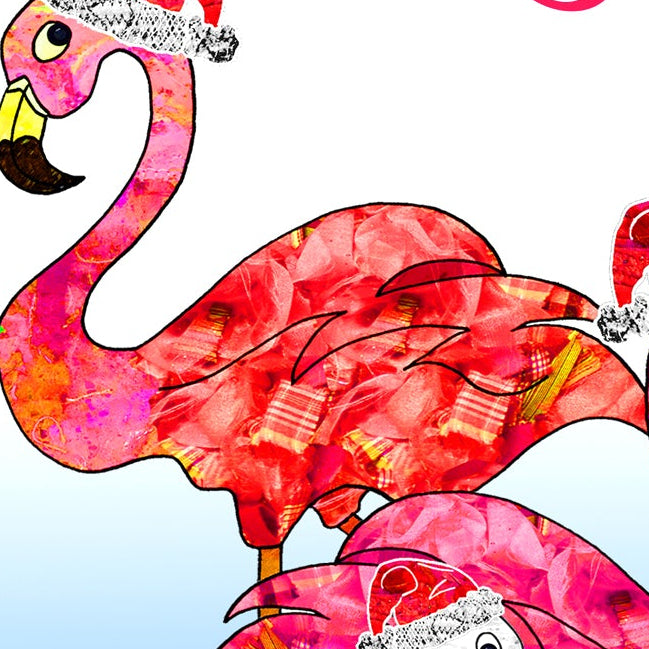 Flamingo Christmas Card, A5 Personalised Greeting Card