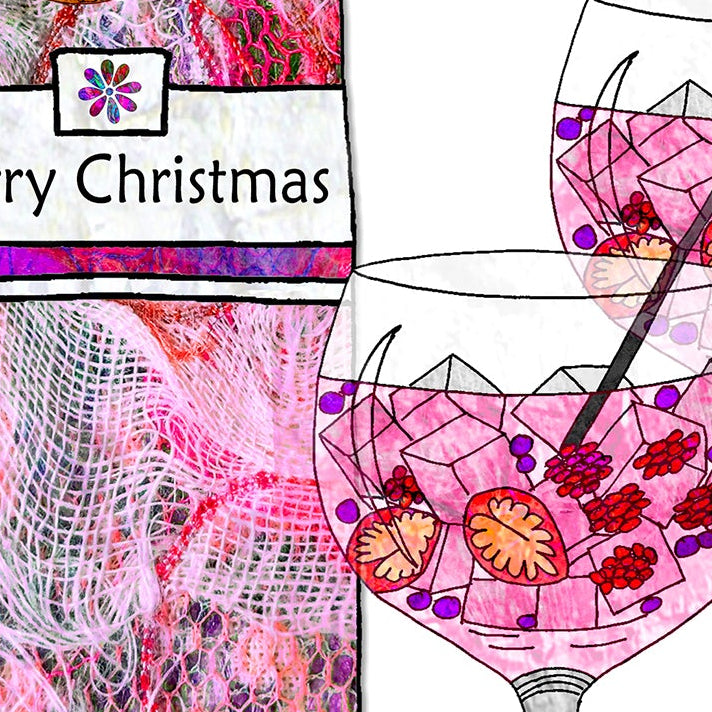 Pink Gin Christmas Card, A5 Personalised Greeting Card