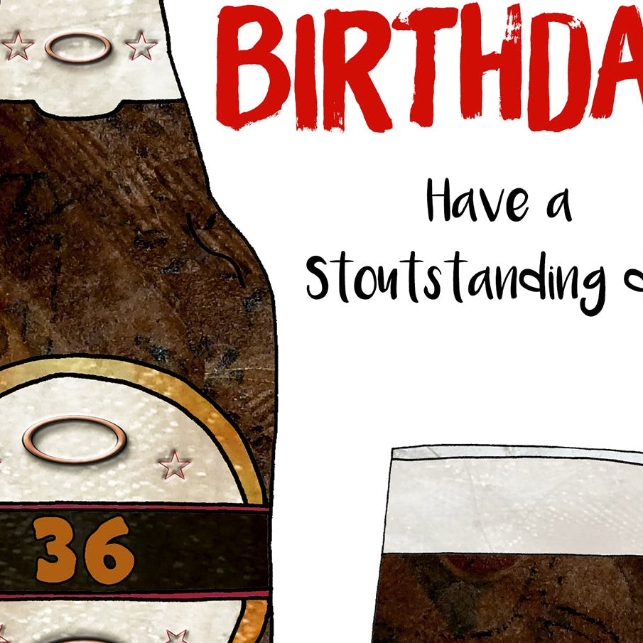 A5 Guinness Birthday Personalised Card, Stoutstanding Day, Card for Men