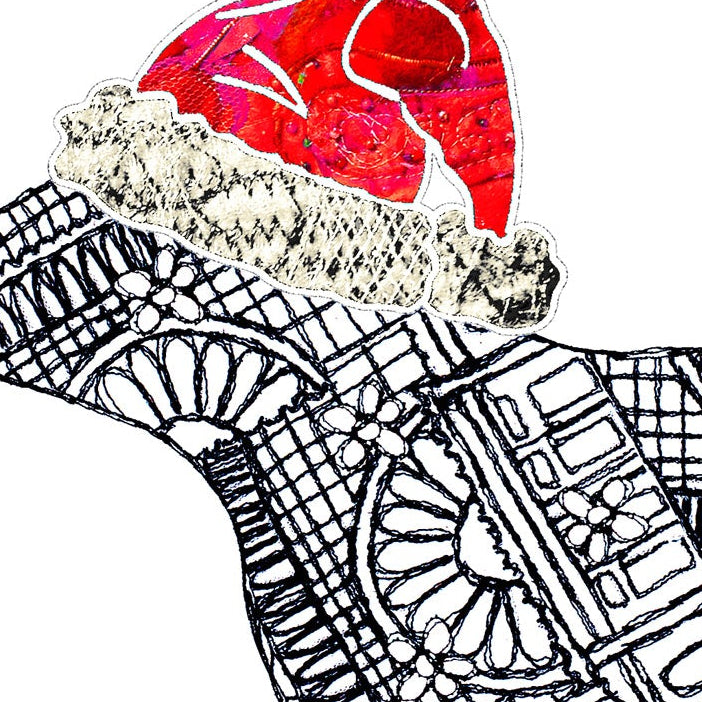 Liverpool Lambanana Christmas A5 Card - Black and white