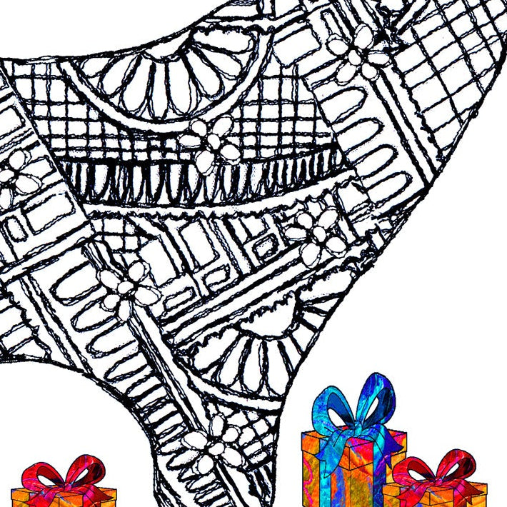 Liverpool Lambanana Christmas A5 Card - Black and white