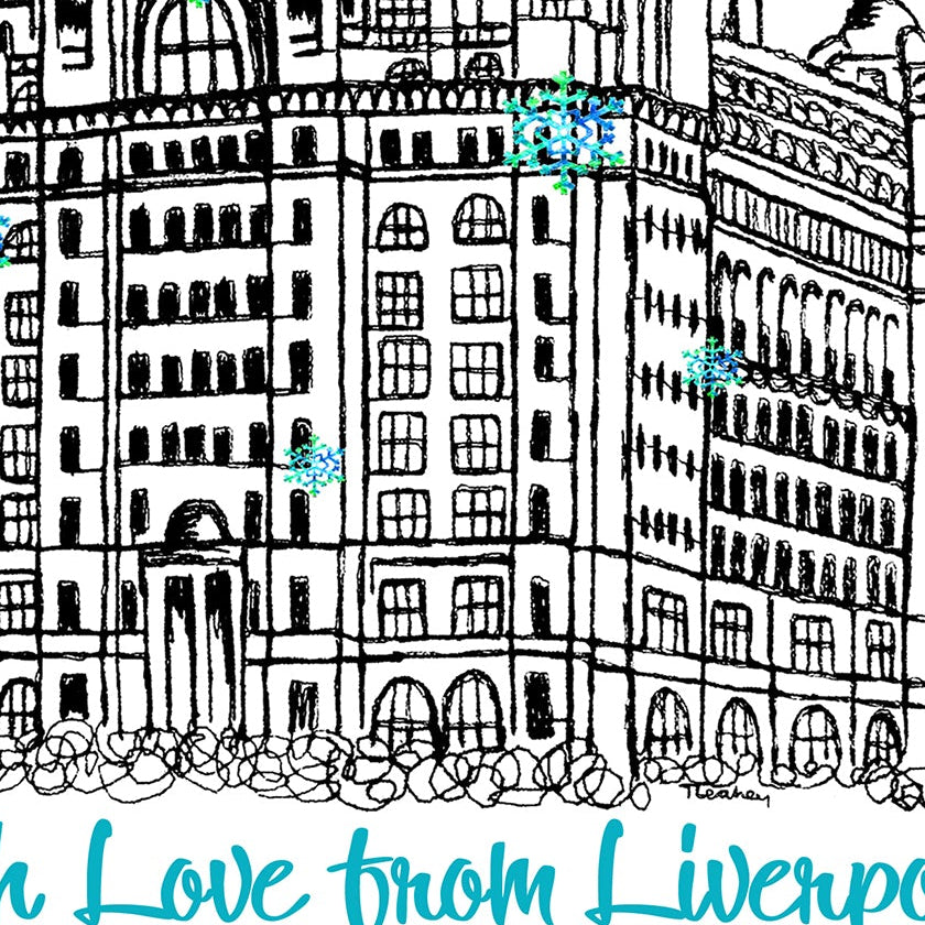 Personalised Liverpool Liver Building Christmas A5 Card