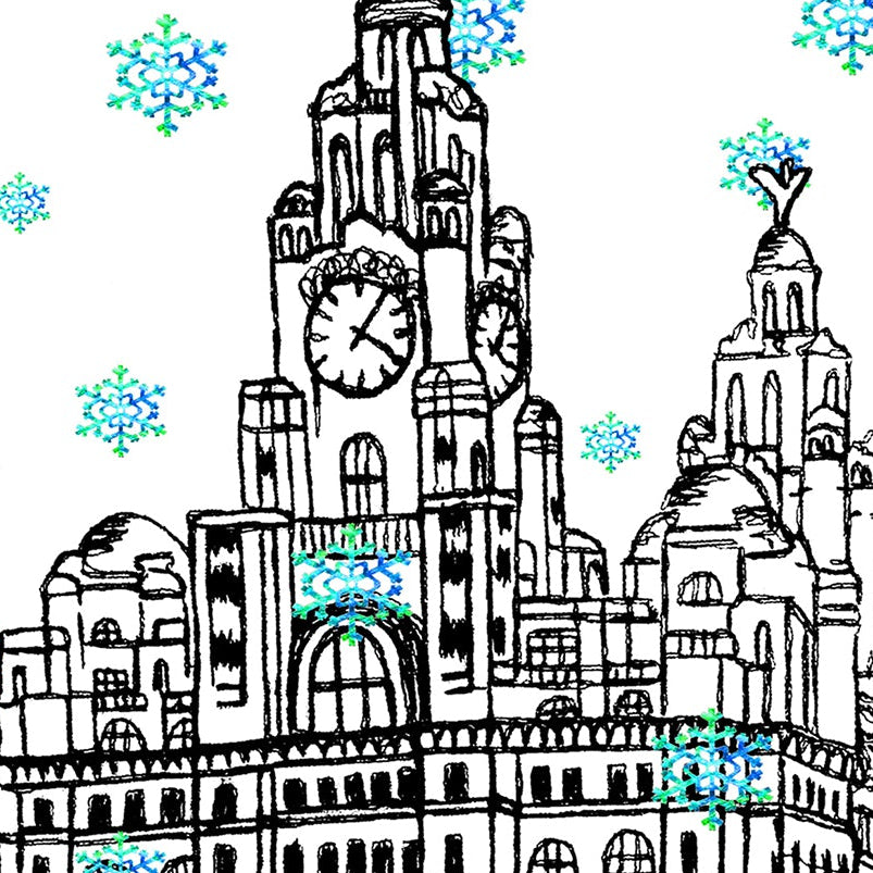 Personalised Liverpool Liver Building Christmas A5 Card