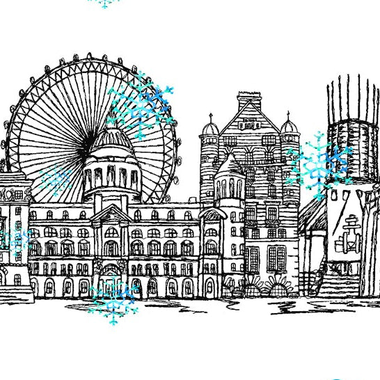 Liverpool Skyline Christmas Card, A5 Personalised Xmas Family Card