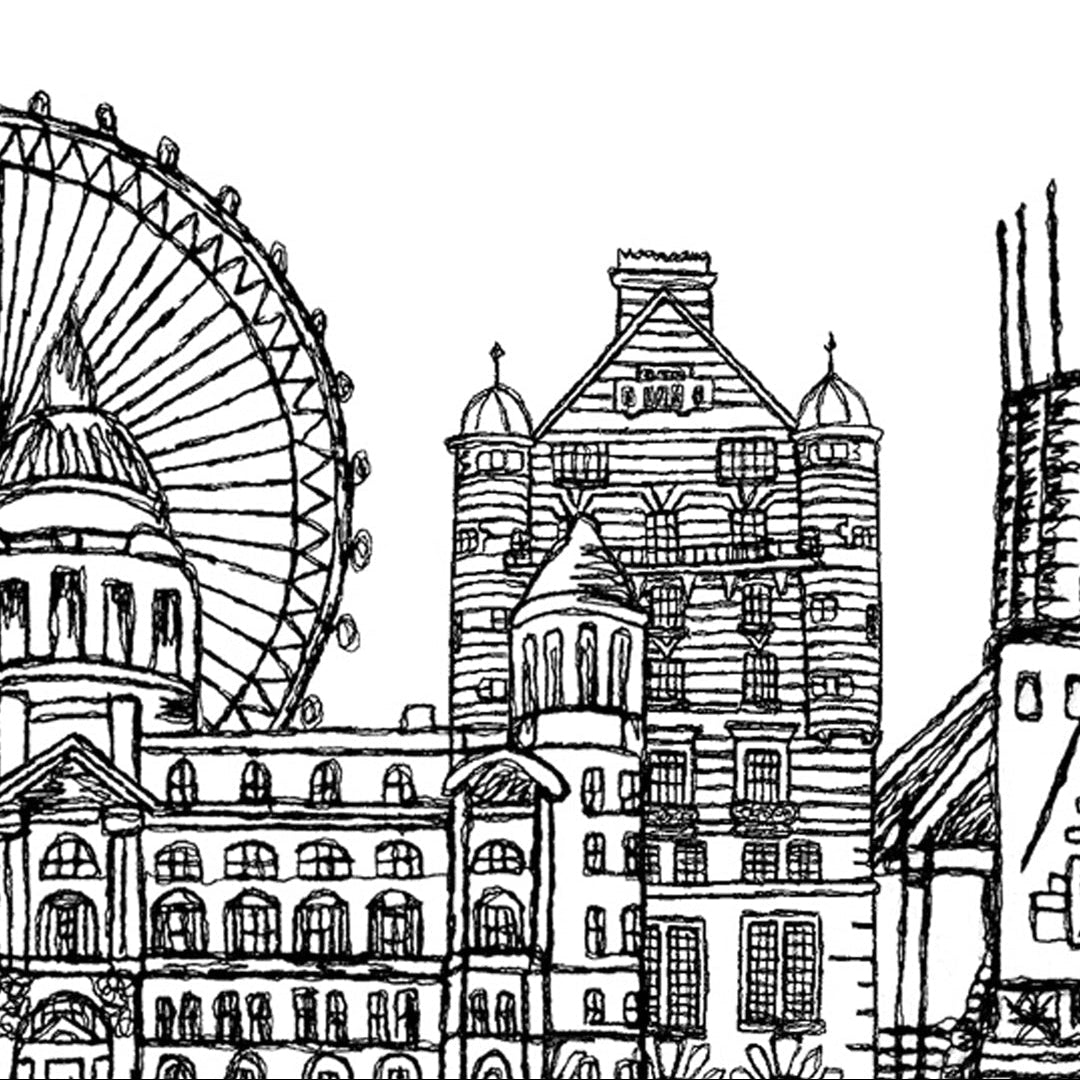 Liverpool Skyline, Black and White A6 Card