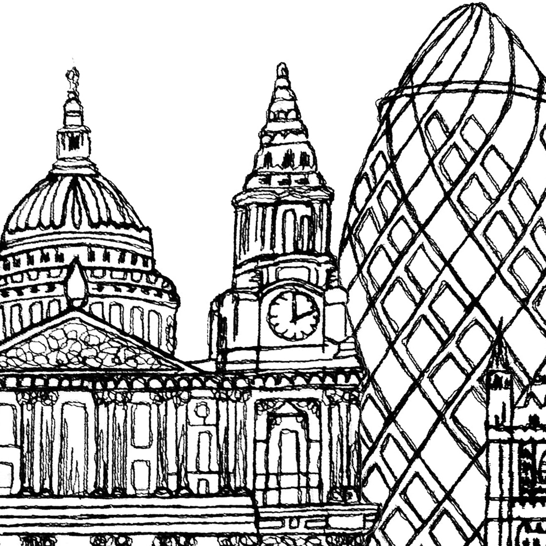 London Skyline, Black and White A6 Card