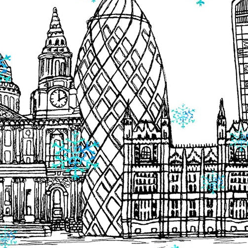 London Skyline Christmas Card, A5 Personalised Xmas Family Card