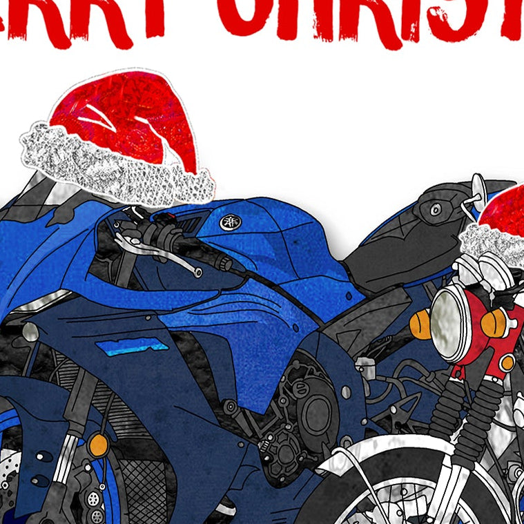 Motorbike Christmas A5 Card, Personalised Retro and Modern Motorcycles Xmas Gift Card