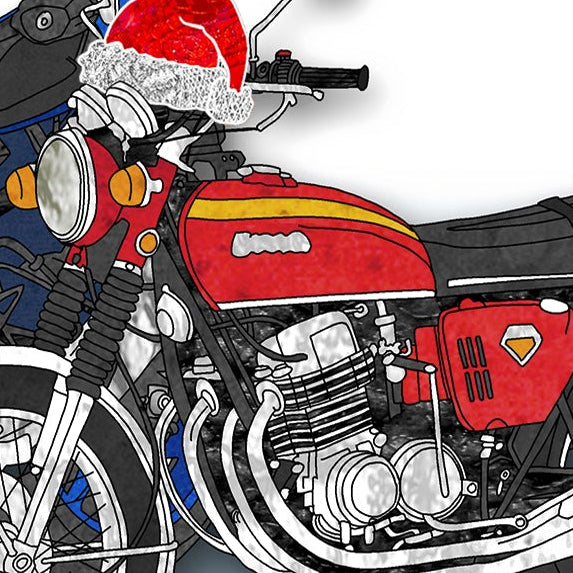 Motorbike Christmas A5 Card, Personalised Retro and Modern Motorcycles Xmas Gift Card