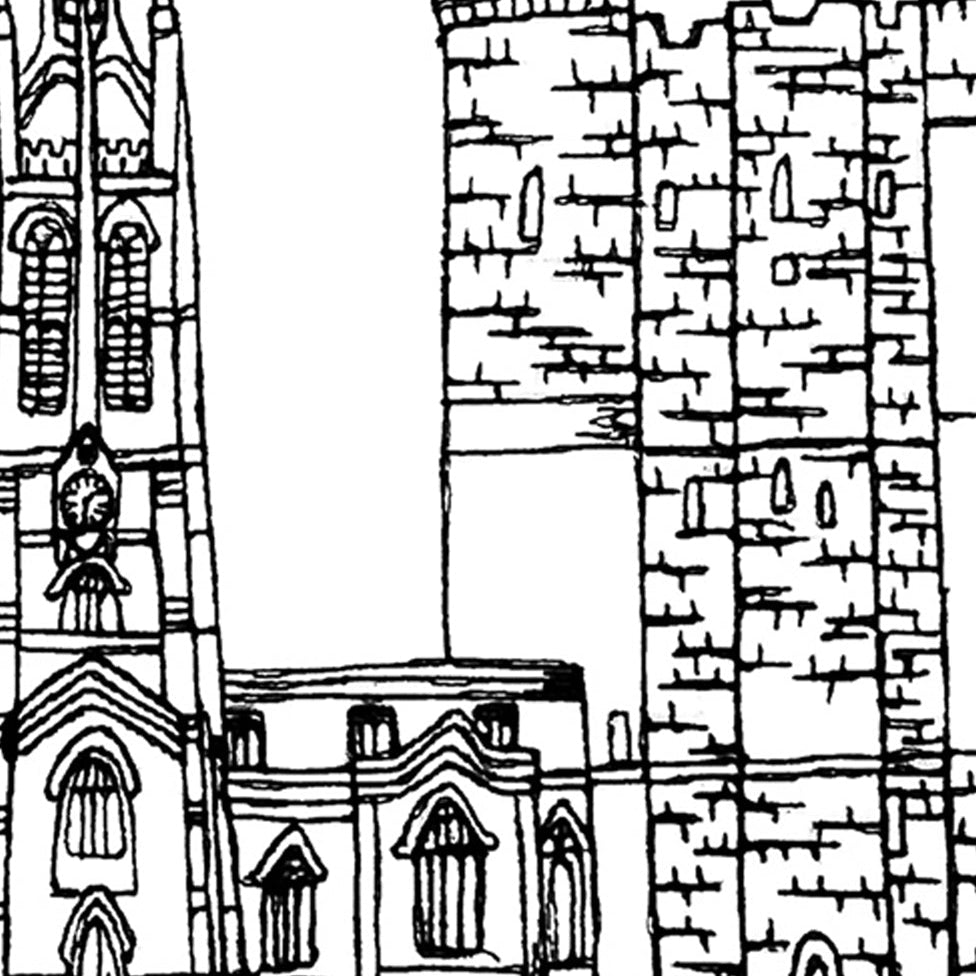 Newcastle Skyline, Black and White A6 Card