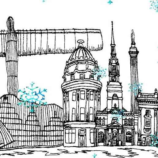 Newcastle Skyline Christmas Card, A5 Personalised Xmas Family Card