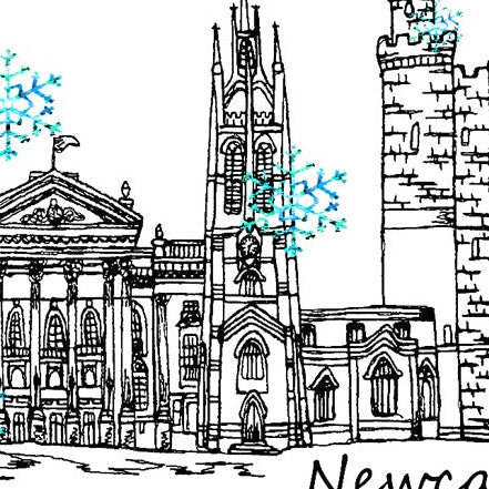 Newcastle Skyline Christmas Card, A5 Personalised Xmas Family Card