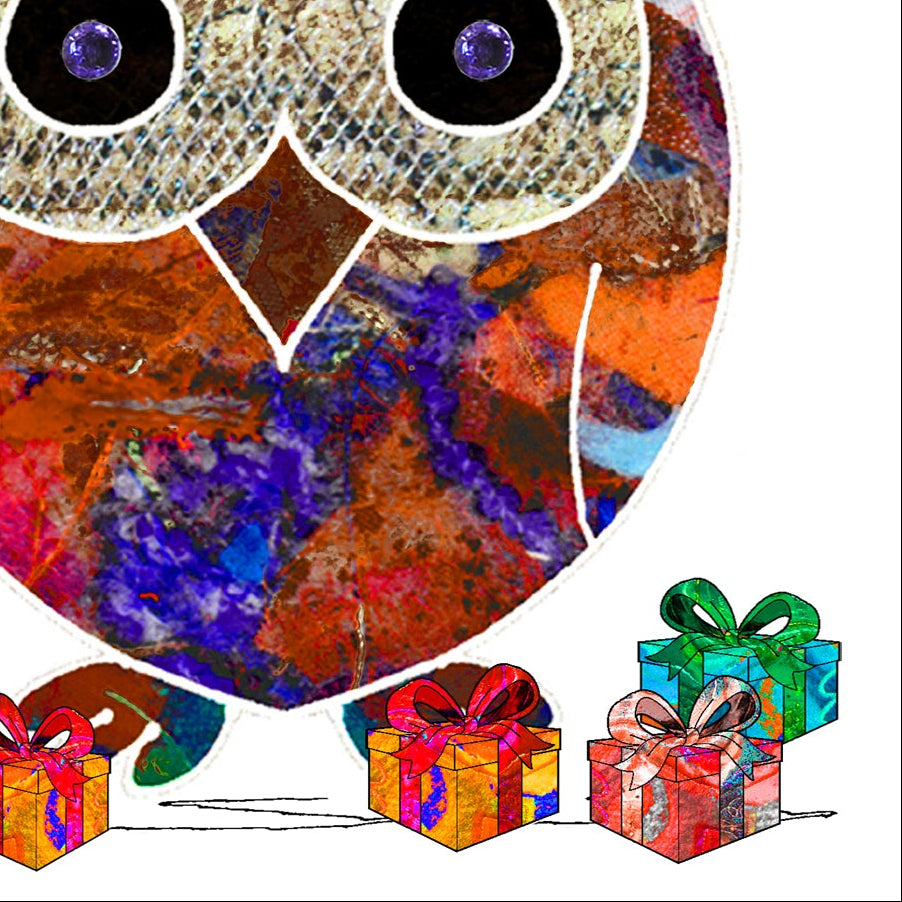 Owl Christmas Card, A5 Personalised Greeting Card