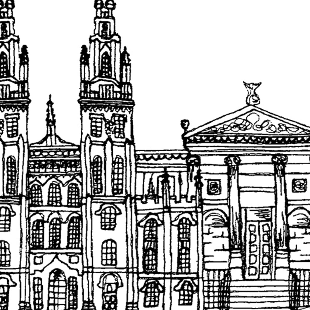 Oxford Skyline, Black and White A6 Card