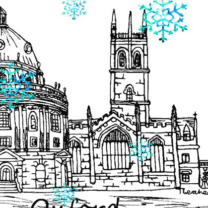 Oxford Skyline Christmas Card, A5 Personalised Xmas Family Card