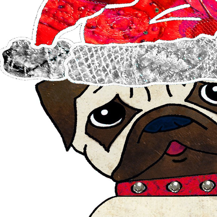 Pug Christmas Card, A5 Personalised Greeting Card