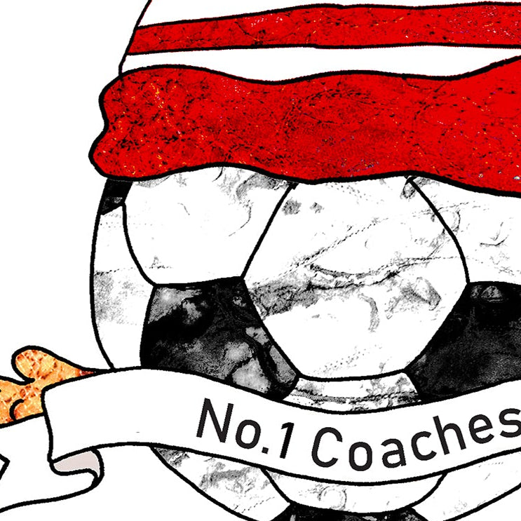Red and White Football Team Birthday Card, No.1 Coach, No.1 Fan, Personalised A5 Card