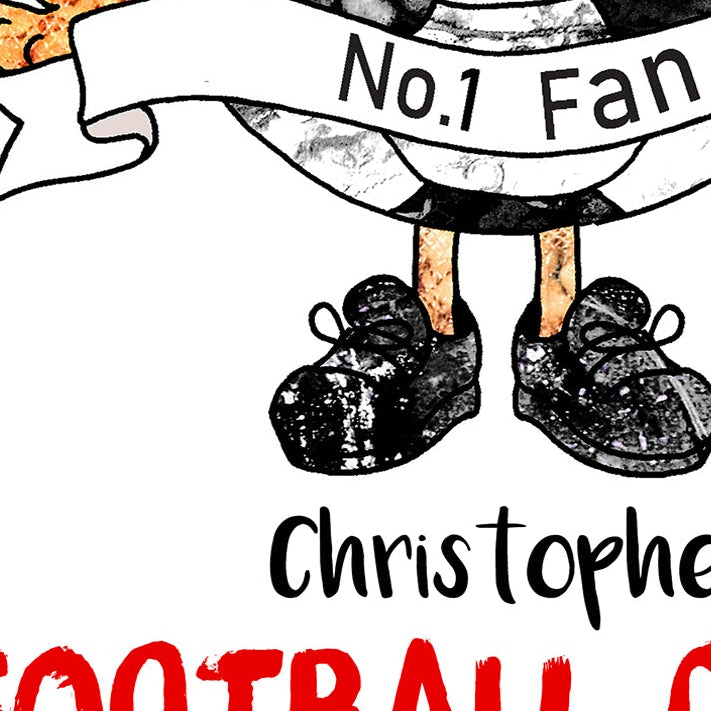 Red and White Football Team Birthday Card, No.1 Coach, No.1 Fan, Personalised A5 Card