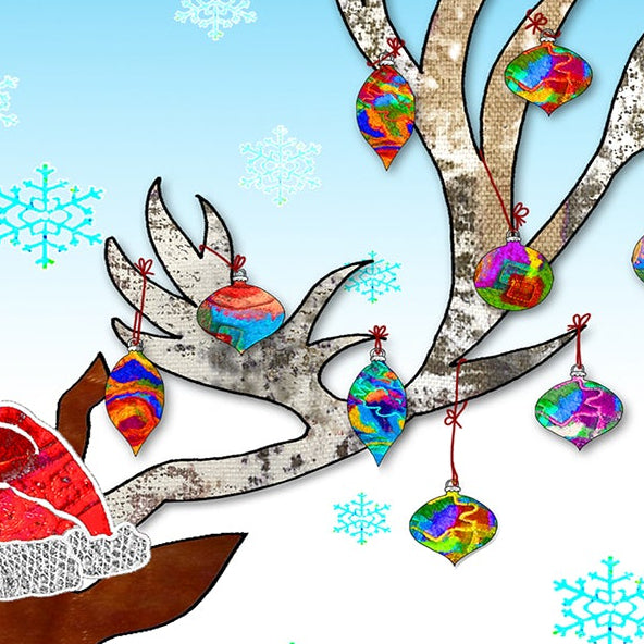 Reindeer Christmas Card, A5 Personalised Greeting Card