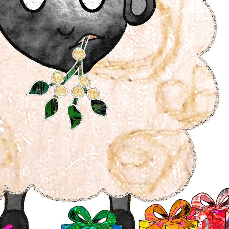 Sheep Christmas Card, A5 Personalised Greeting Card