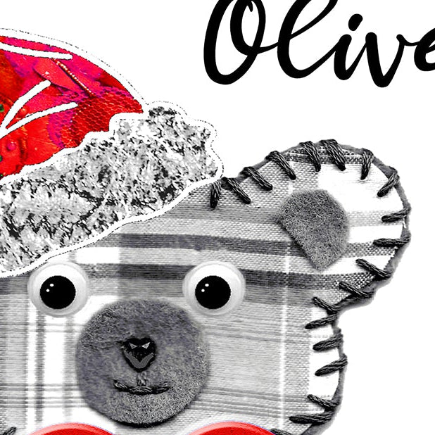 Baby Teddy First Christmas Card, A5 Personalised Greeting Card