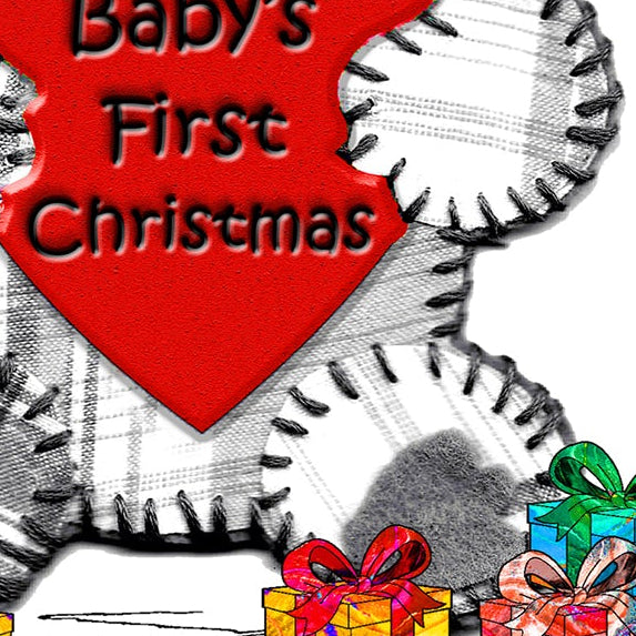 Baby Teddy First Christmas Card, A5 Personalised Greeting Card