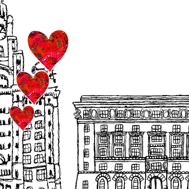 Personalised Liverpool Wedding Venue Card, Anniversary Card, The Three Graces