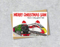 Train Christmas A5 Card, Personalised Rail Enthusiast Retro Xmas Card