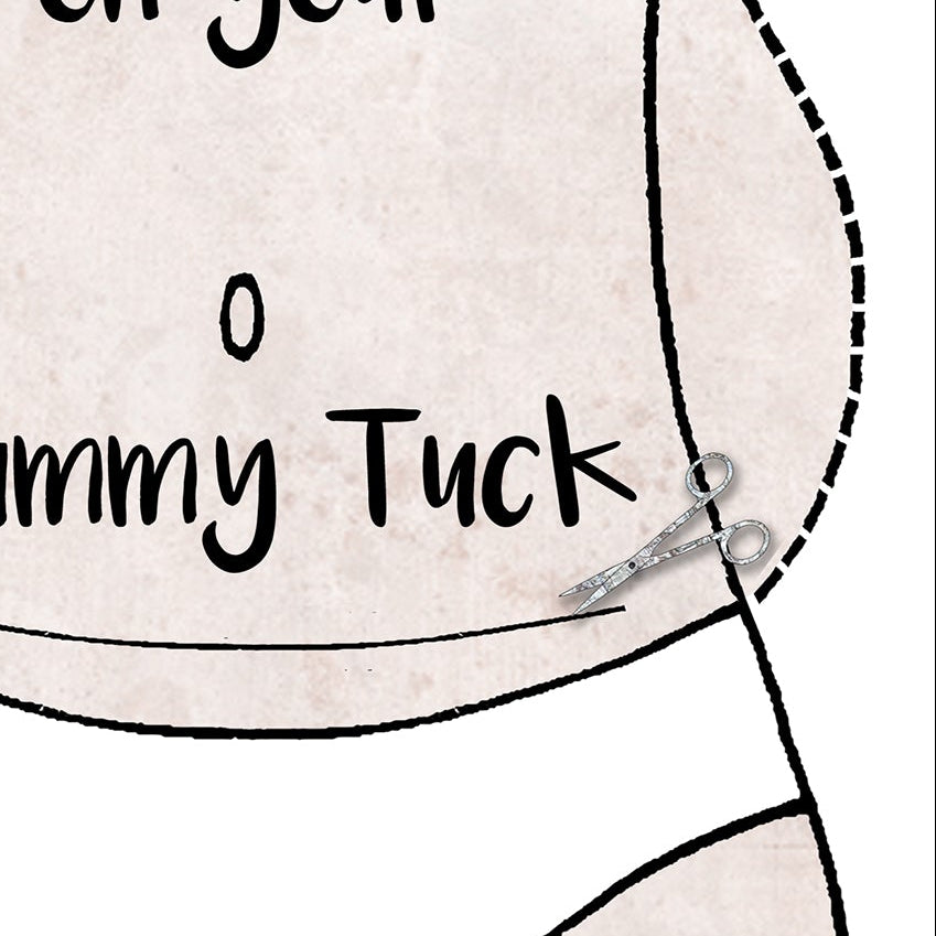 A5 Tummy Tuck Get Well Personalised Card, Abdominoplasty Surgery Thank you Card